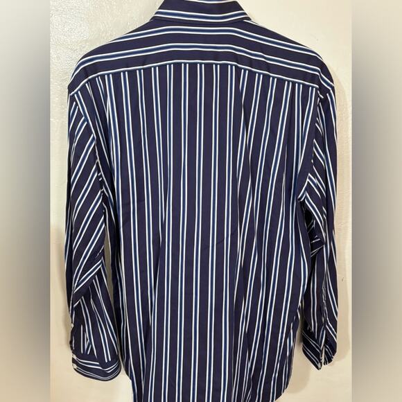 Vintage Faconnable Men's Blue and White Button Down Striped Shirt XL Hong Kong - Picture 3 of 5
